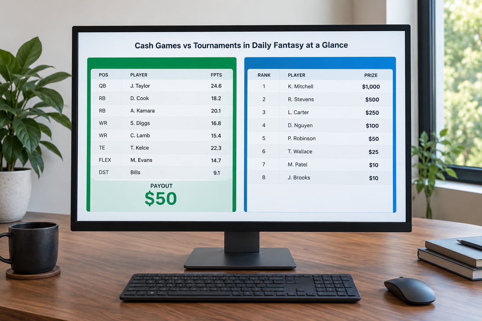 Cash Games vs Tournaments in Daily Fantasy at a Glance