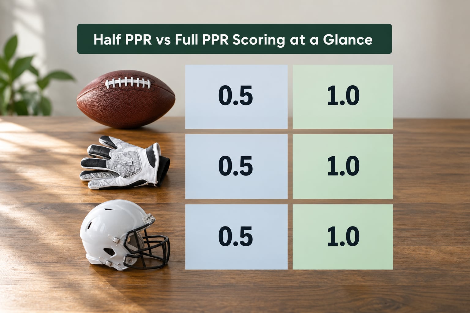 Half PPR vs Full PPR Scoring at a Glance