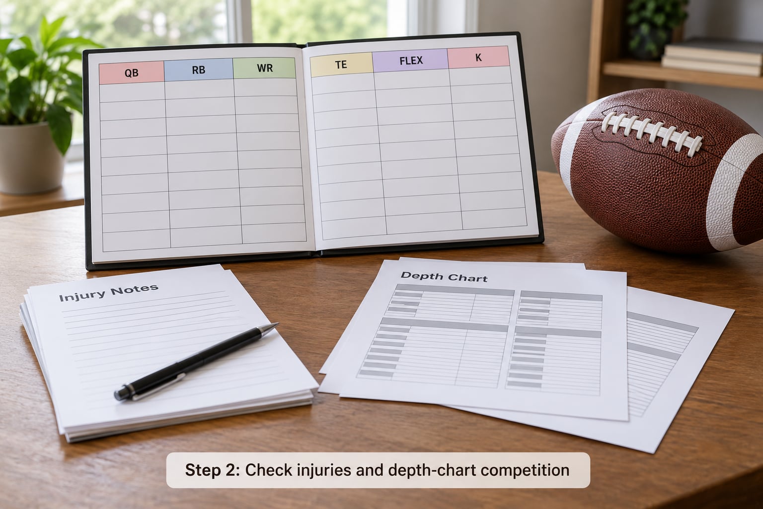 Step 2: Check injuries and depth-chart competition