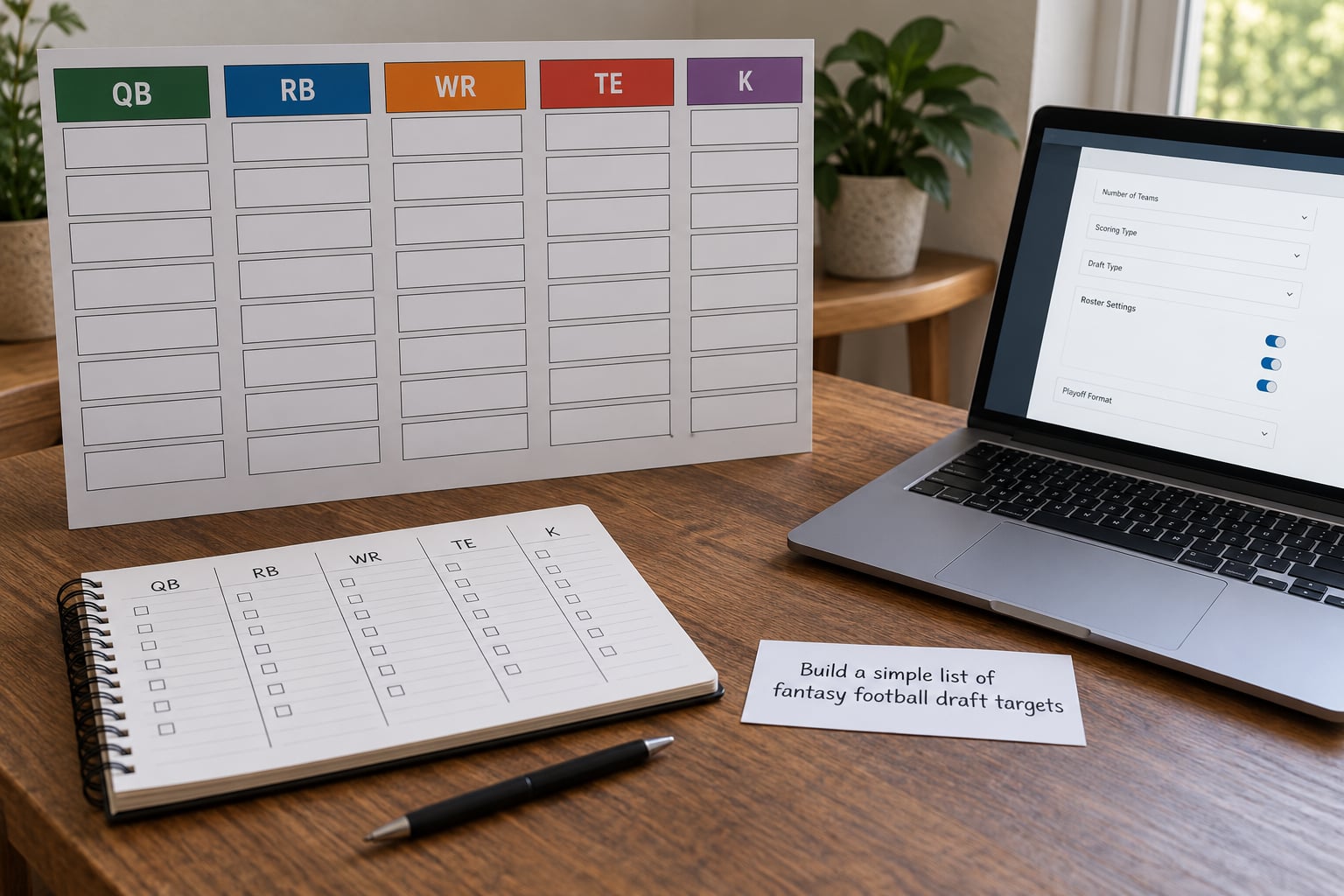 Build a simple list of fantasy football draft targets