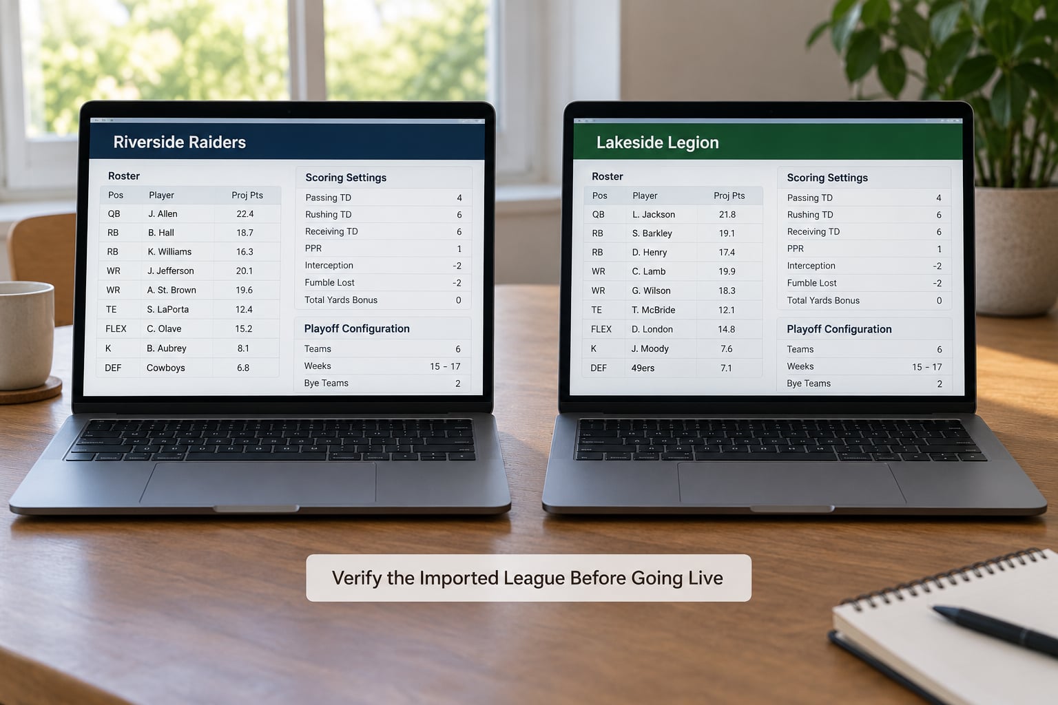 Verify the Imported League Before Going Live