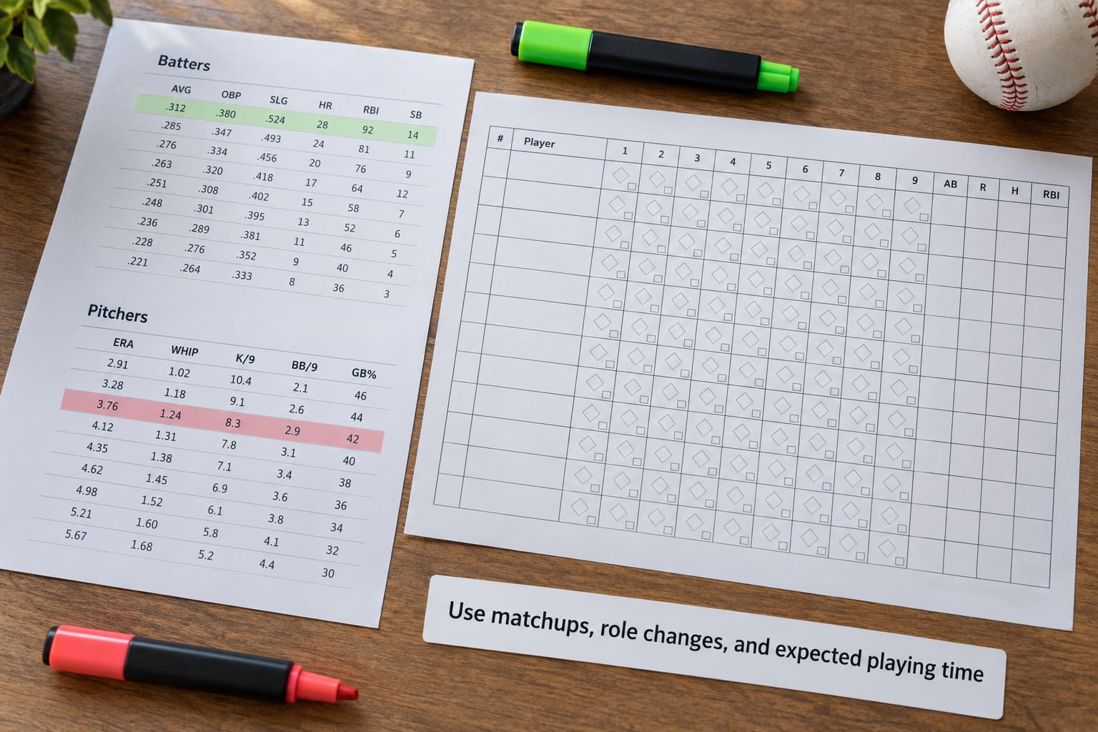 Use matchups, role changes, and expected playing time