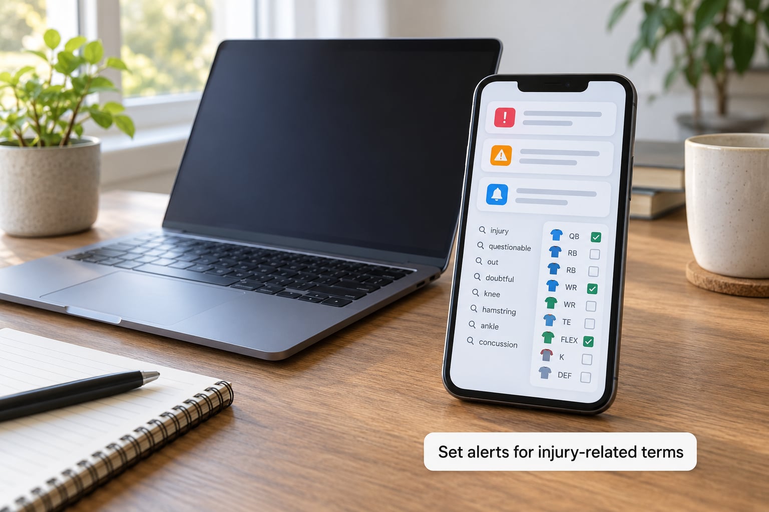 Set alerts for injury-related terms
