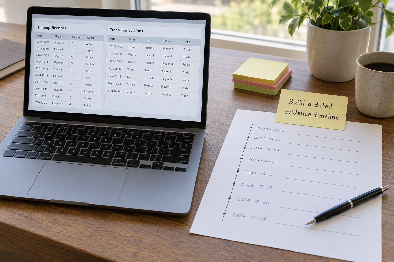 Build a dated evidence timeline