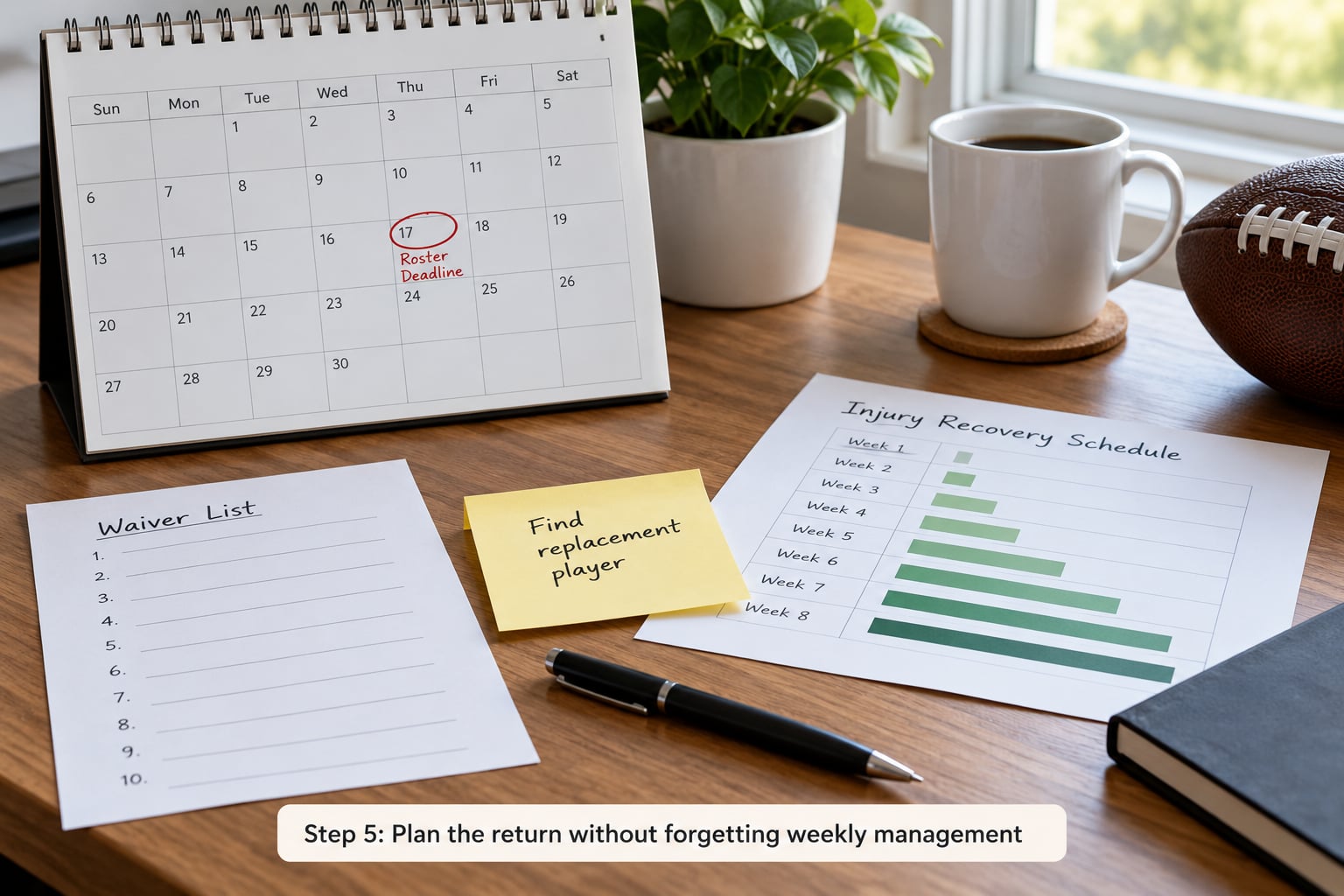 Step 5: Plan the return without forgetting weekly management