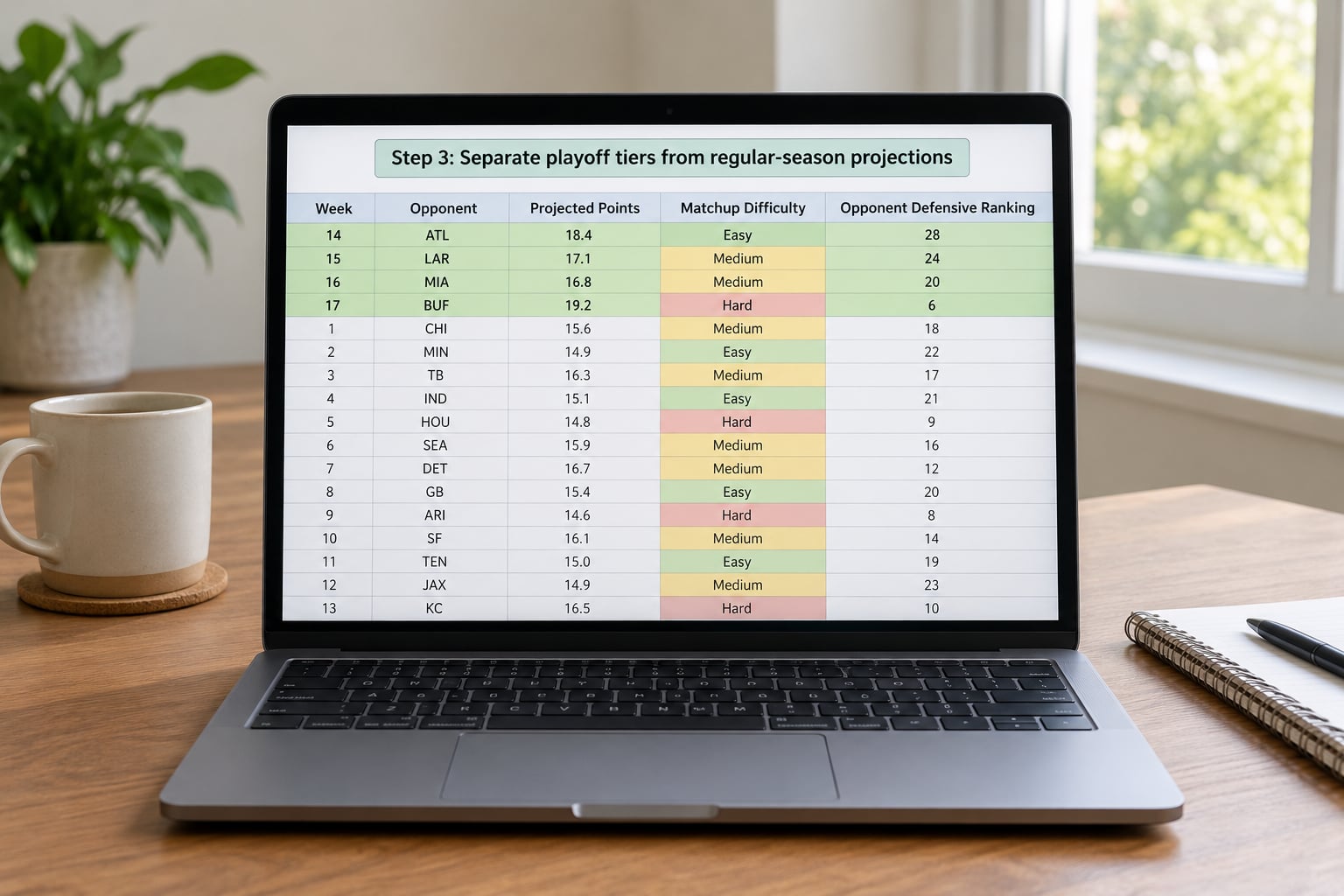 Step 3: Separate playoff tiers from regular-season projections