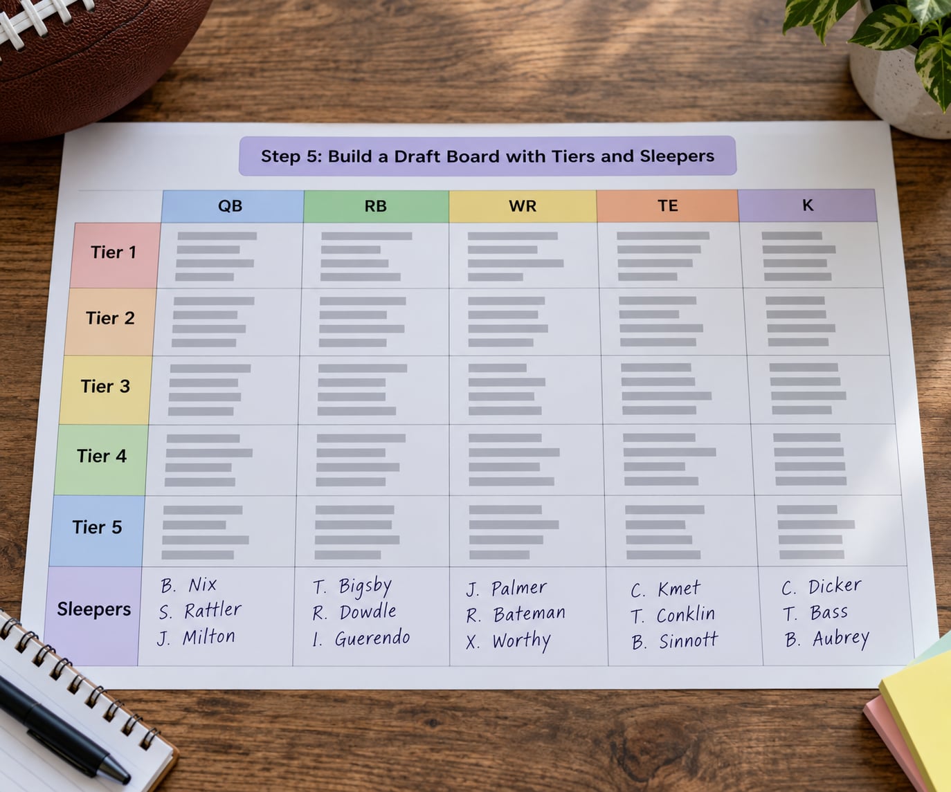 Step 5: Build a Draft Board with Tiers and Sleepers